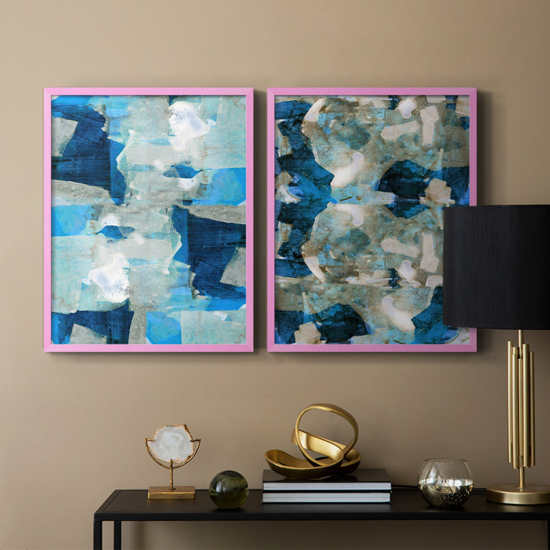 Impression encadrée Impasto I-Premium - prêt à être accroché - aucun clou requis - aucun clou requis, Rose, H 21 po x l 34 po