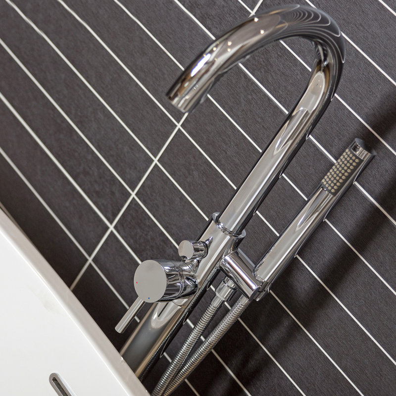 2 Handle Floor Bath Shower Mixer Bath Filler with Diverter