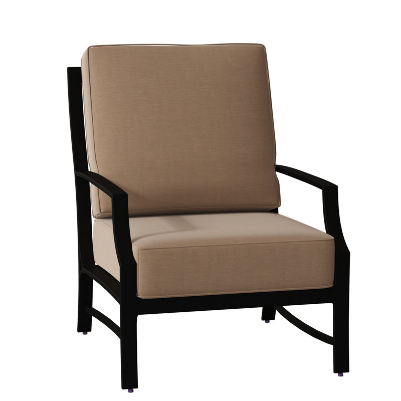 Seal Cove Aluminum Outdoor Lounge Chair, Canvas Heather Beige Sunbrella® Canvas, Textured Black