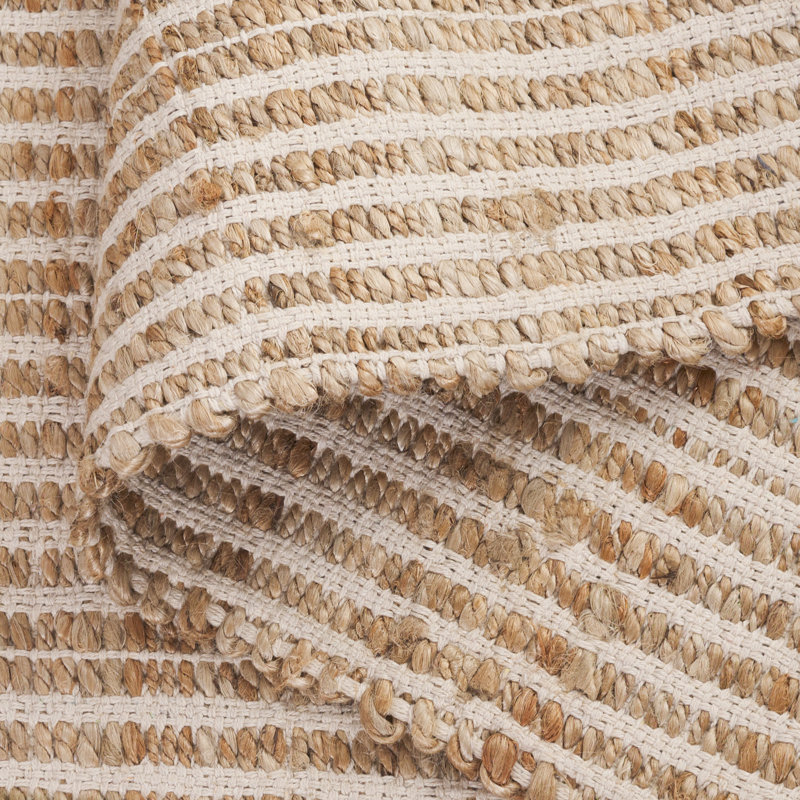 Natural Fiber 126 Hand Woven 70% Jute; 30% Cotton Geometric Shapes Rug, Square 7'