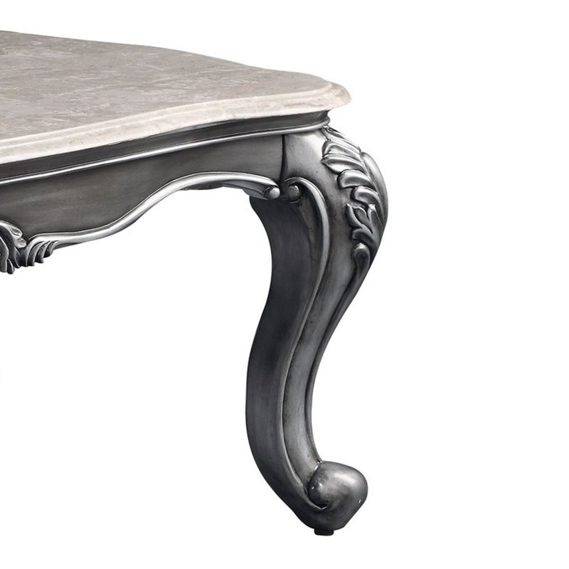 Etheredge Marble Top Coffee Table, White/Gray, Antique Gold