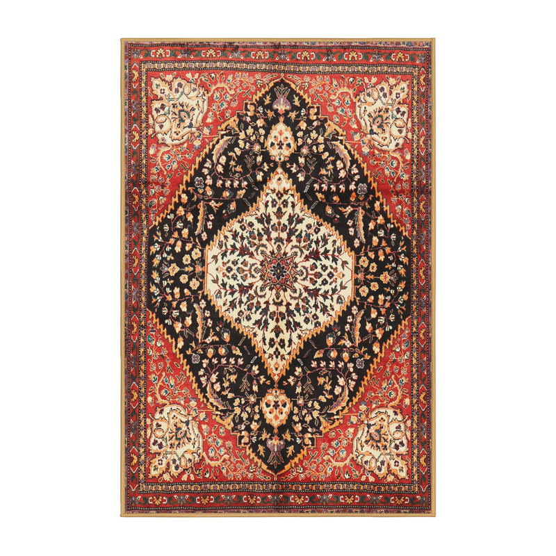 Tapis de style oriental rouge, Rectangle 5 pi x 7 pi