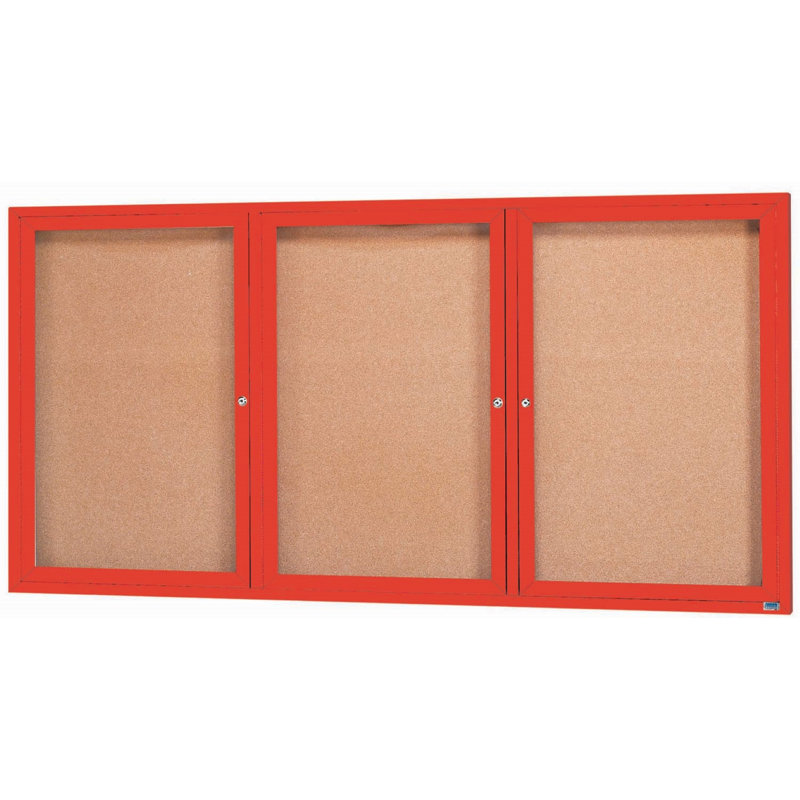 Panneau d'affichage mural fermé avec éclairage DEL, Rouge, Trois, H 48 po x l 96 po