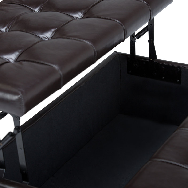 Harrison 36" Tanner's Brown Faux Leather Tufted Cocktail Ottoman