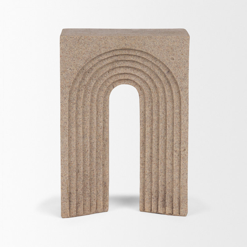 Resin Textured Concrete Decorative Object, Beige, 9.62" H x 2.62" W x 6.62" D