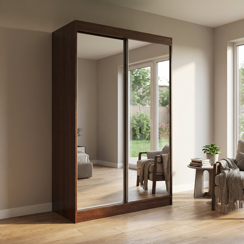 Garde-robe en wengé avec miroir Aria, H 80 po x l 47 po x P 25,5 po, Wengé