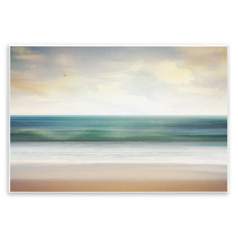 «Lone Seagull Over Beach» par Susan Arnot, H 13 po x l 19 po