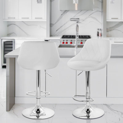 Jaretta Swivel Upholstered Adjustable Height Counter Stool with Metal Frame