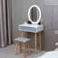 60cm Desktop Dressing Table With Led Lighted Mirror, Makeup Vanity Desk With Stool and Drawer-126882346