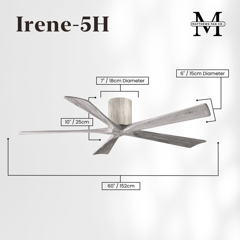 Ventilateur à pales encastré 5 pales Irene, Ton bois de grange, Ton bois de grange, Finition du boîtier du ventilateur