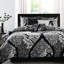 Édredon pour lit très grand - 7 pièces en coton imprimé noir avec motif de broderie délicate-119744287-137798269