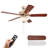 52" Ceiling Fans with Lights, Pull Chain and Remote Control, Reversible AC Motor, Walnut/Silver Reversible Blades, Flush Mount and Downrod Mount, for Bedroom and Living Room