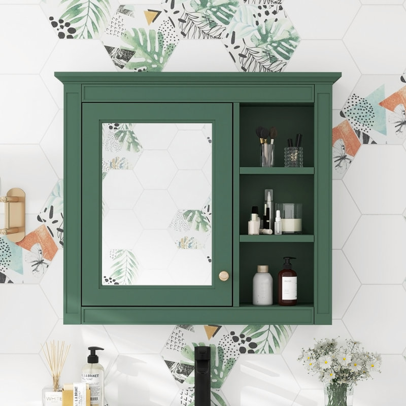 Armoire de rangement pour salle de bain 30x28inch avec miroir et 3 tablettes ouvertes