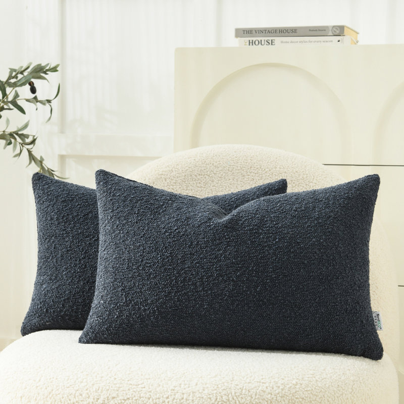 Housses de coussin texturées, Marine, Rectangle 14"H x 22"W