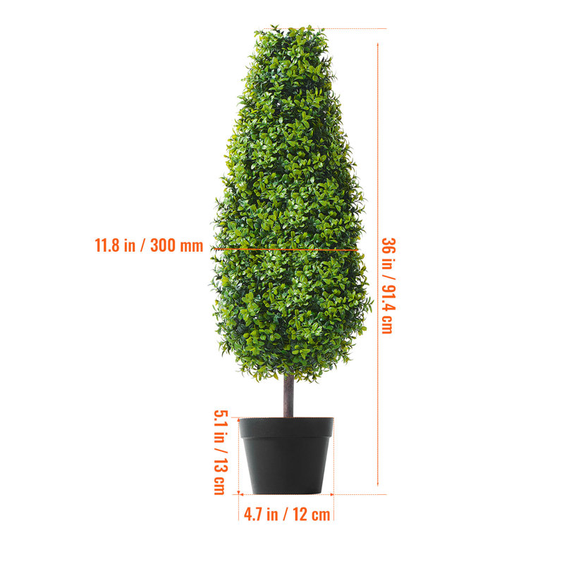 Ensemble de 2 fausses plantes artificielles en forme de topiaire de 3 pi