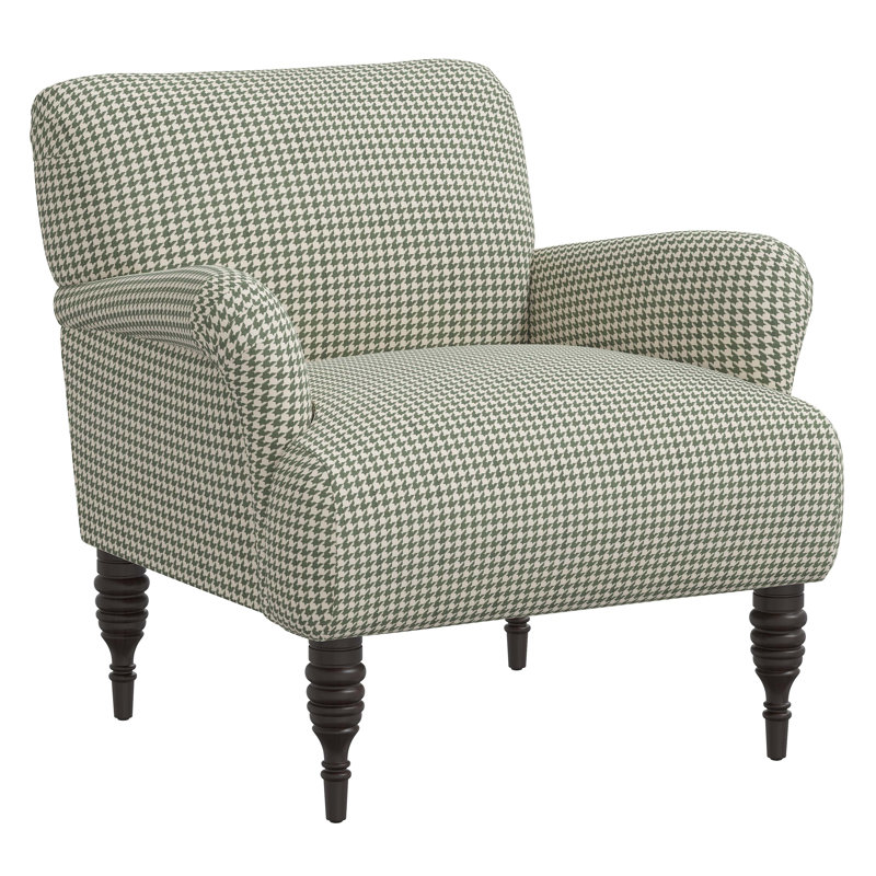 Fauteuil en coton Bershire, Chunky pied-de-poule olive