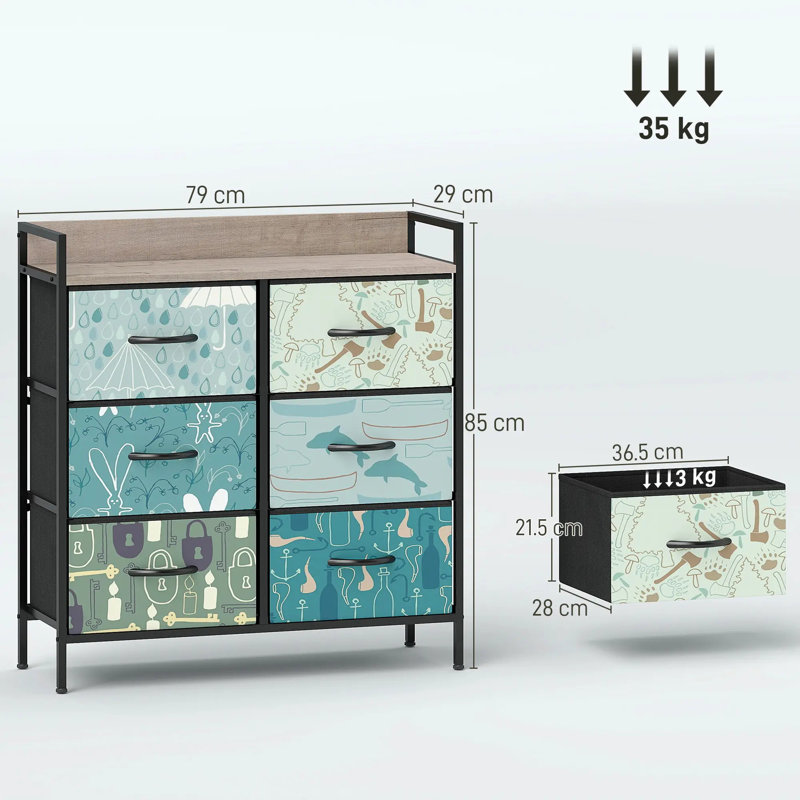 79cm W 6 - Drawer Chest of Drawers