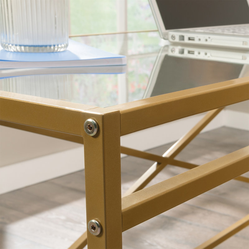 Bureau en L avec plateau en verre (sans la chaise)