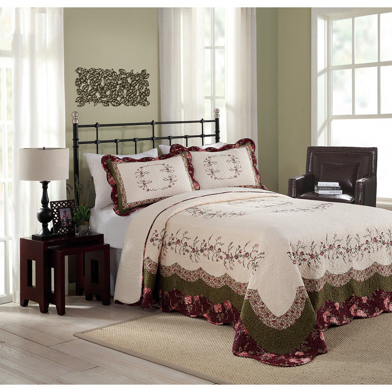 Brooke Embroidered Floral Single Pillow Sham, Standard/Twin