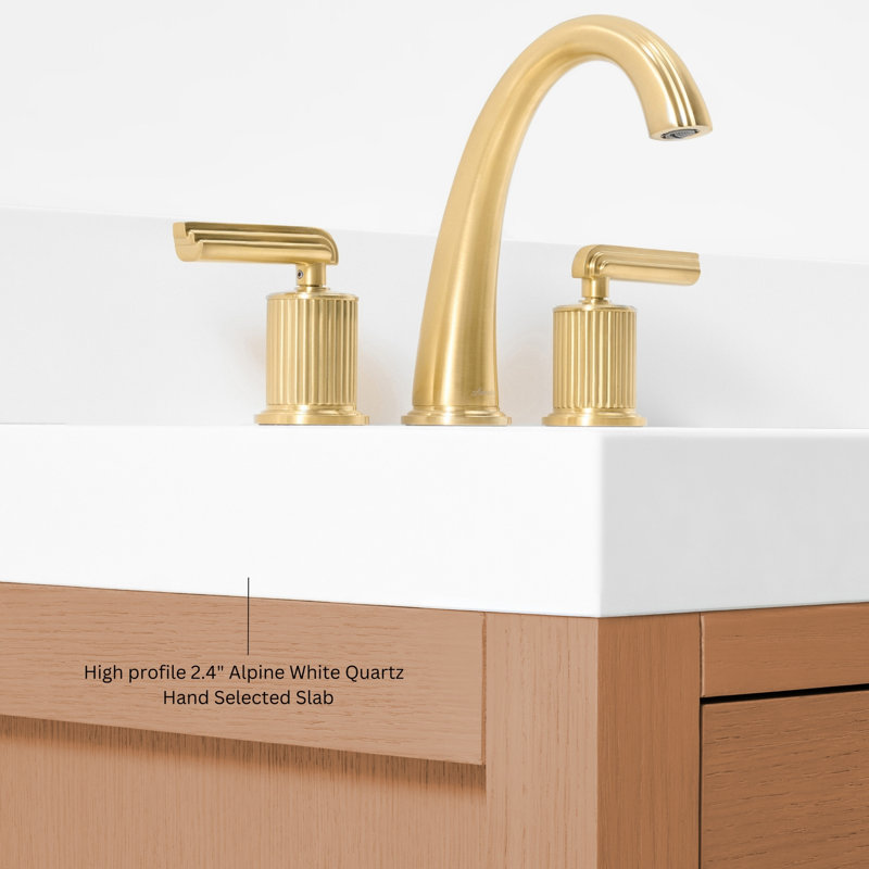 Elizabeth 48'' W Single Vanity, Sienna/Rose Gold, Pure White Quartz