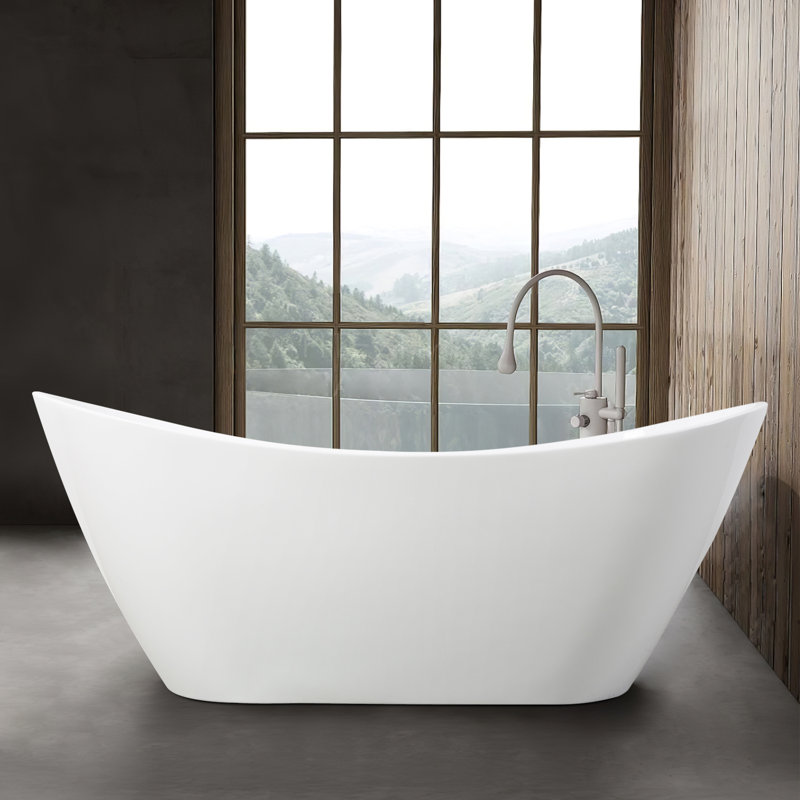 Maziyah 150mm x 78mm Freestanding Soaking Acrylic Bathtub