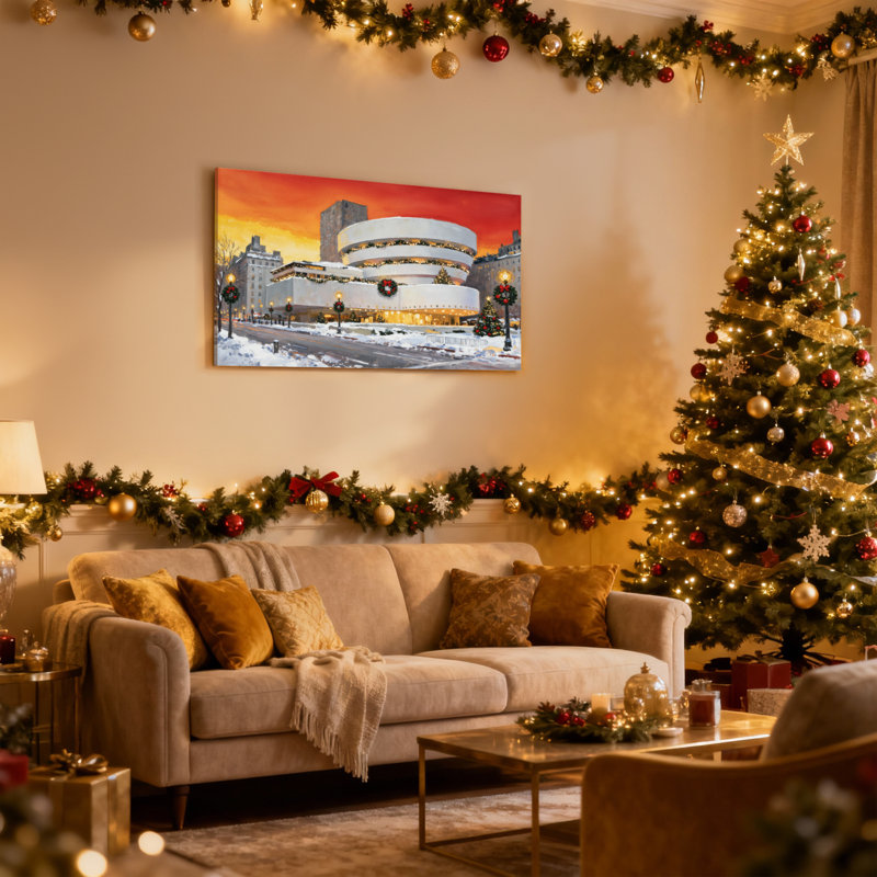 Ensemble de 3 reproductions d'art sur toile de Noël à New York, H 12 po x l 18 po