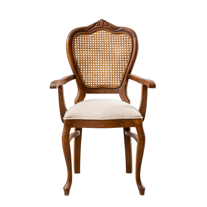 Chaise en bois de hêtre traditionnel, couleur noyer, 21,3 po x 39,0 po x 17,7 po | 100% hêtre massif avec osier de bambou, hauteur de l'assise: 17,7 po, épaisseur: 0,7 po | Conception élégante et durable pour la maison et le bureau