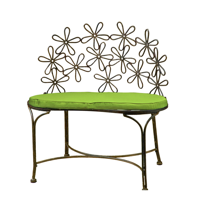 Banc de jardin en métal Daisy (coussin vendu séparément), Vert