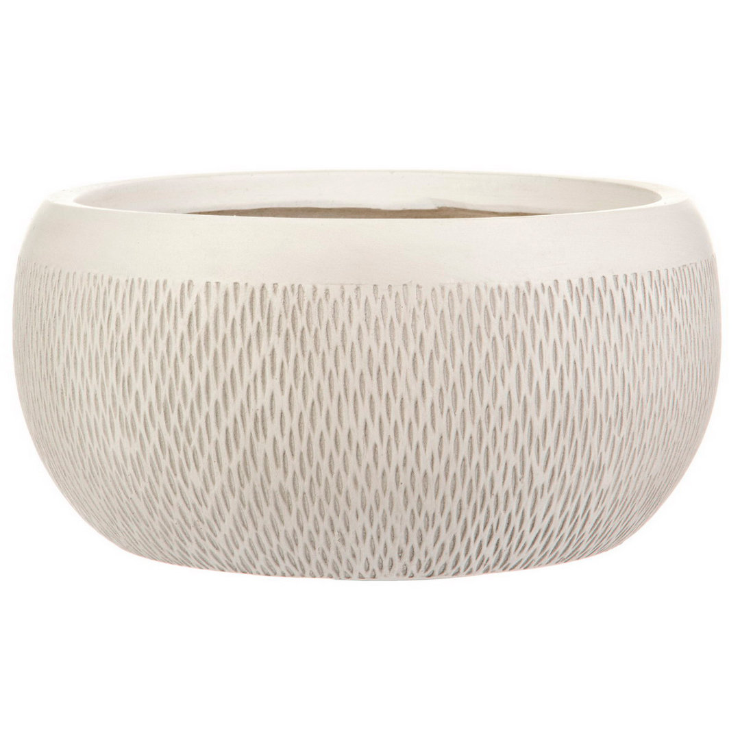 Concrete Effect Bowl Planter, Frostproof Outdoor Plant Pot, Garden Planter with Drainage Holes, Bonsai Pot, Shallow Planter with Mesh Pattern