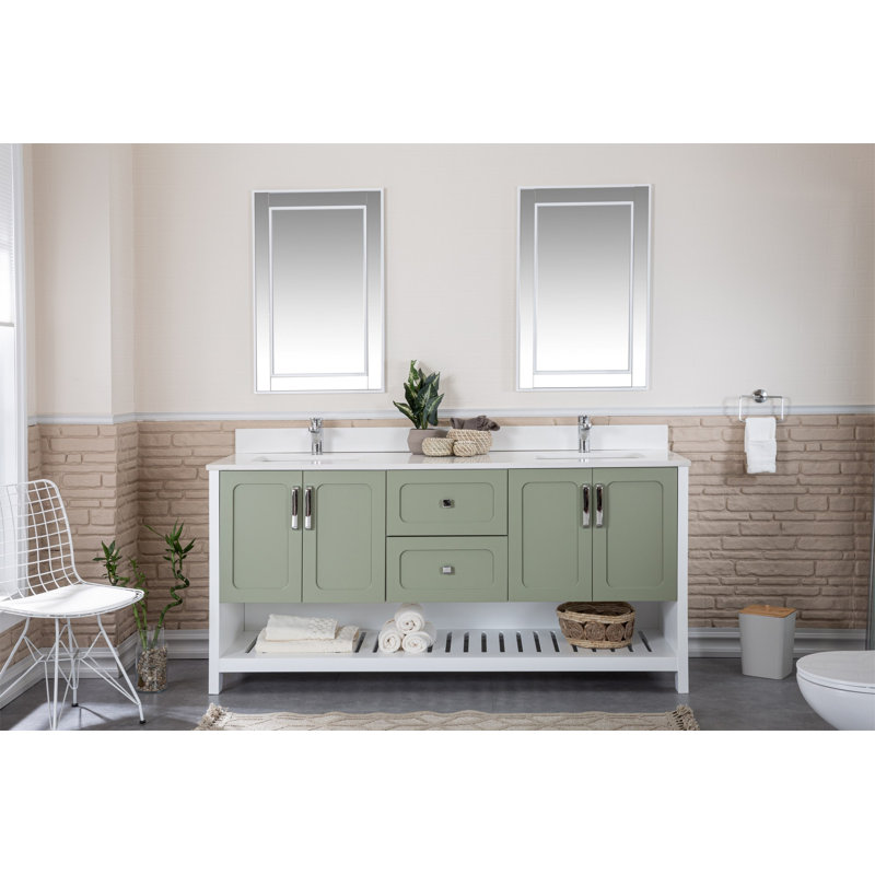 Meuble-lavabo double standard autoportant Cinamon 1800mm, Vert