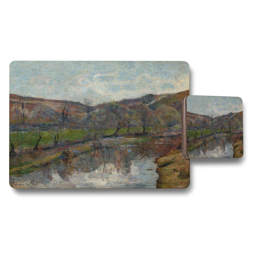 Impressionist Landscape Placemats And Coaster Set River View