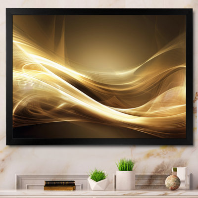 Gold Elegant Modern Sofa III - Abstract Modern Waves Large Wall Art