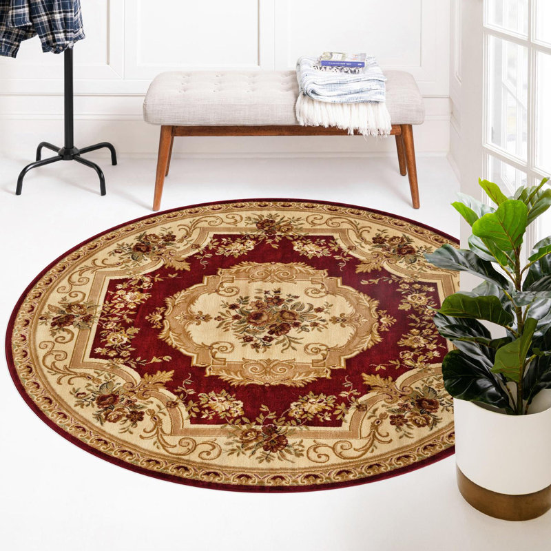 Debora Oriental Area Rug, Burgundy, Round 3'3"