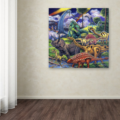 « dinosaur friends », reproduction d’impression sur toile tendue