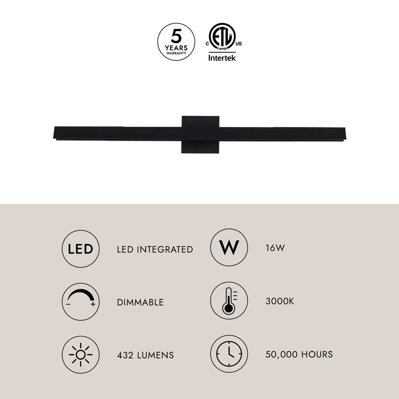 Galleria Dimmable LED Wall Mounted Picture Light, Black, 4.75" H x 23" W x 4.25" D, 2700