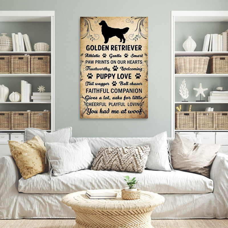 Golden Retriever You Had Me At Woof - 1 Piece Rectangle Graphic Art Print On Wrapped Canvas - Wrapped Canvas Print