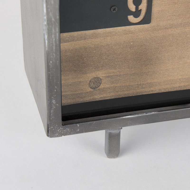 Médaillon de table rectangulaire en métal et bois noir Octavie