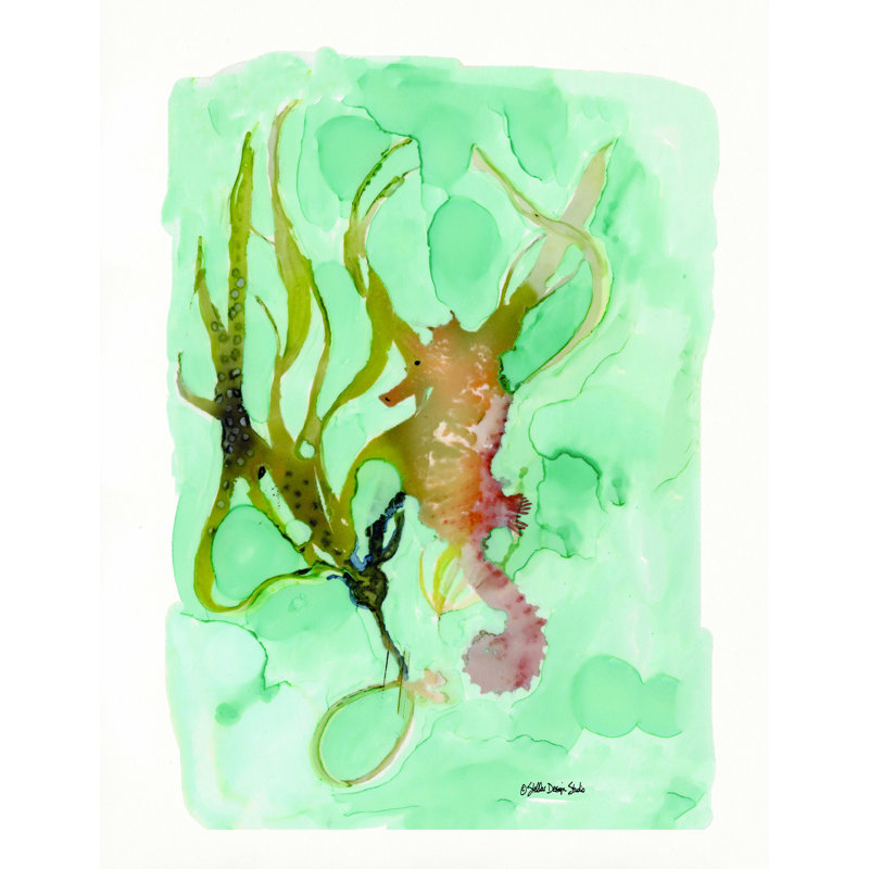 Hippocampe 2 - peinture sur toile tendue, H 16 po x l 12 po