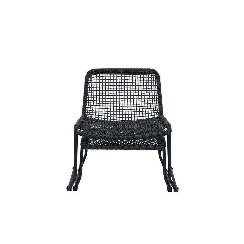 Akya Outdoor Lounge Chair with Footstool, Black
