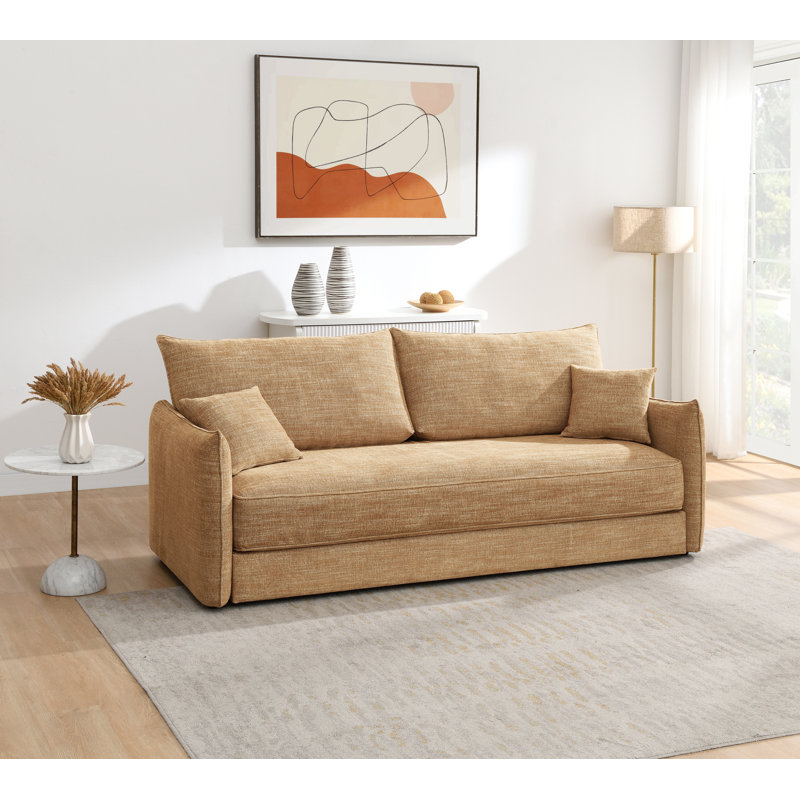 Canapé Cadie Mocha Chenille avec 2 coussins (peut se transformer en canapé-lit)