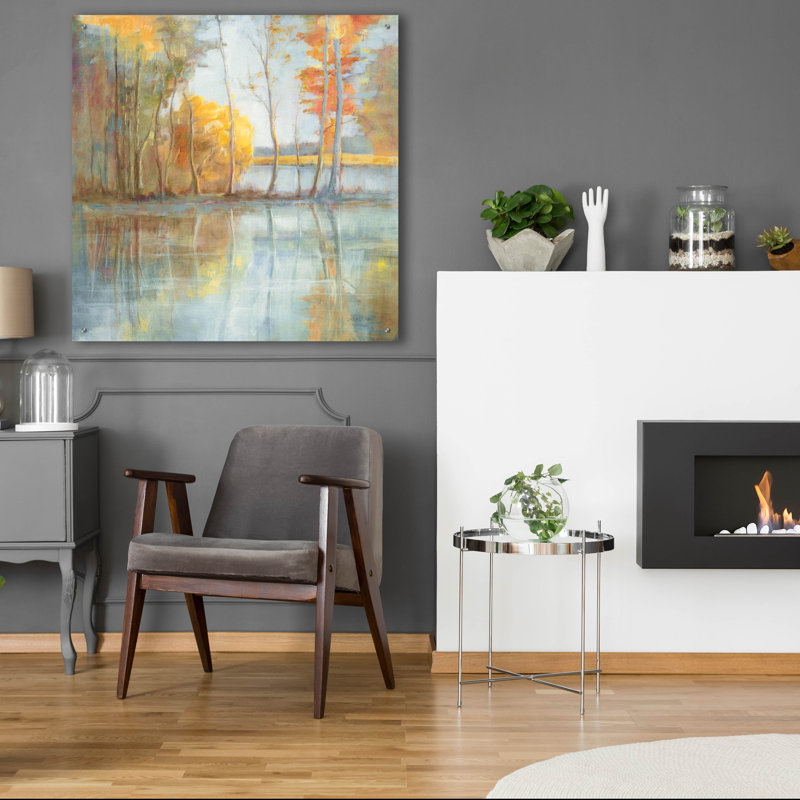 Art mural en verre «Lakeside Reflection» par Danhui Nai, H 36 po x l 36 po x P 0,2 po