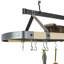Signature 45" Oval Ceiling Pot Rack Hammered Steel w Maple & 18 Hooks