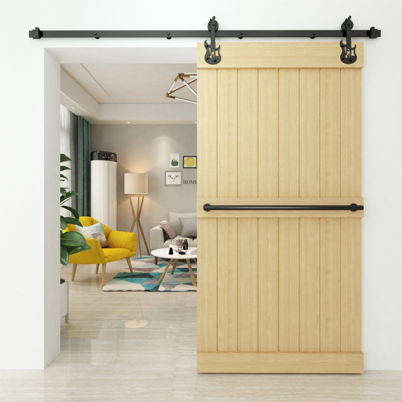 Ensemble de quincaillerie à une porte noire à une voie sans motif de dérivation Black Rustic, 132 po