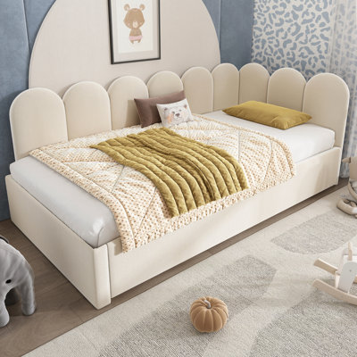 Upholstered Bed Daybed With Pull-Out Bed, Twin Size Single Sofa Bed 90X190Cm,Guest Beds For Adults and Children, Bed With Metal Slatted Frame, Velvet,