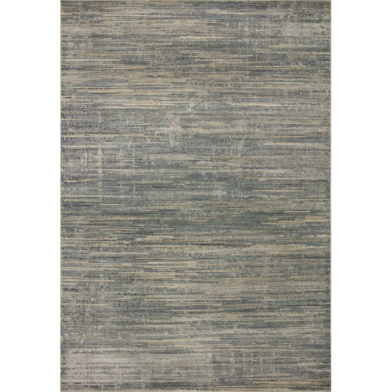 Machine Woven Polypropylene/Polyester Area Rug in Beige/Blue, Runner 2'6" x 10'