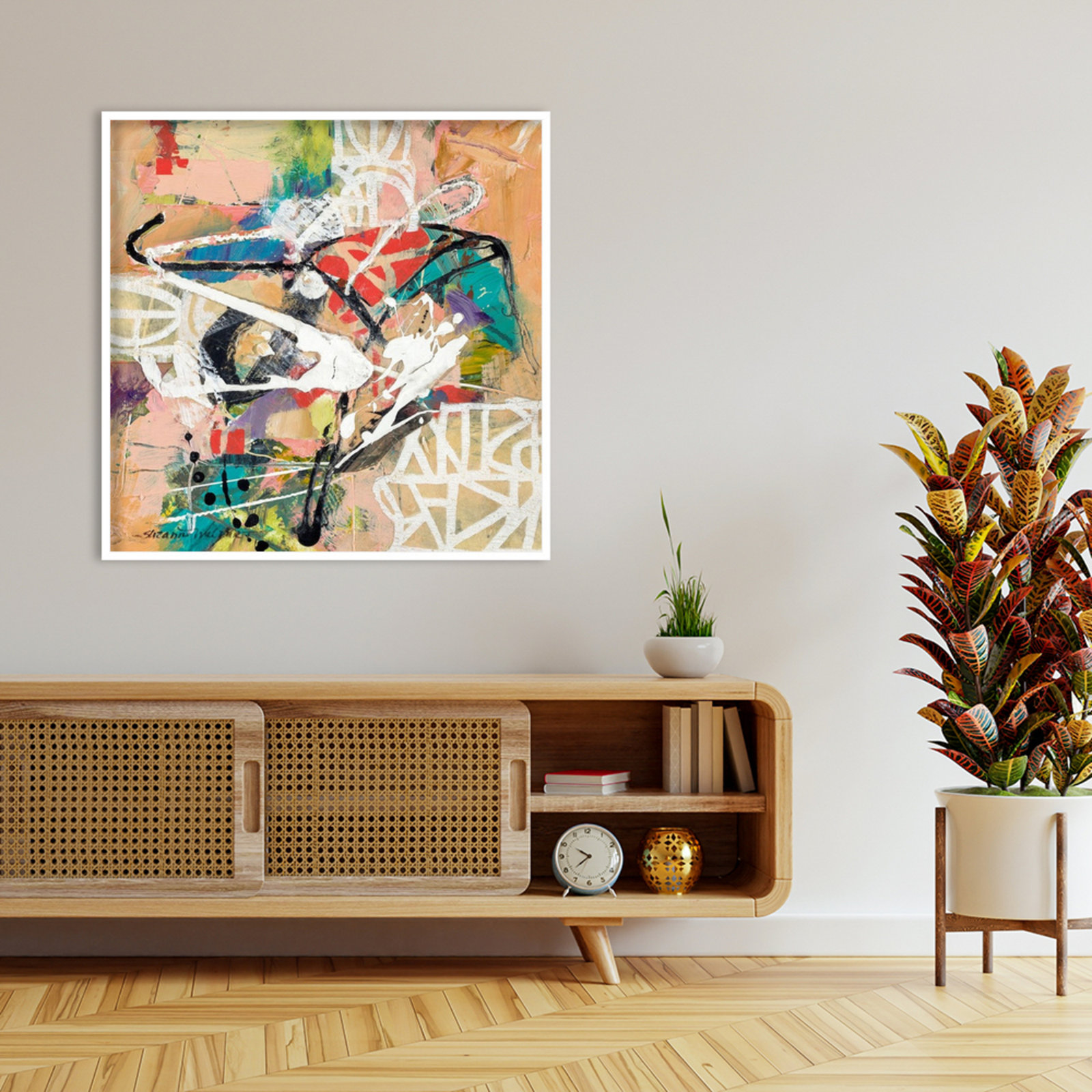 Sutter "Talk 2 Me" Print by Suzanne McCourt, 41" H x 41" W, White