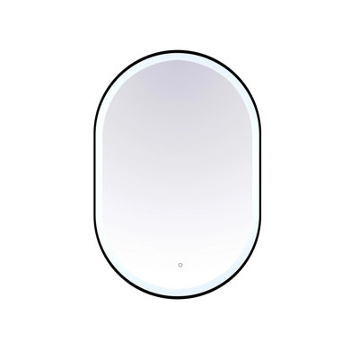Miroir ovale encadré à DEL 600k avec interrupteur marche / arrêt noir mat Olaf 24 pouces x 36 pouces