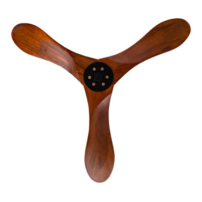 36" Solid Wood Ceiling Fan, Outdoor, 3 Blade, No Light, Walnut, For Patio Living Room Bedroom Porch, Remote Control, Water Resistant
