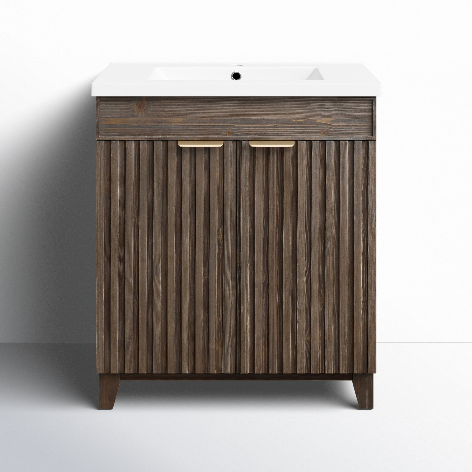 Dansfield 29.9'' Single Bathroom Vanity, Spruce Antique Brown, Brushed Gold