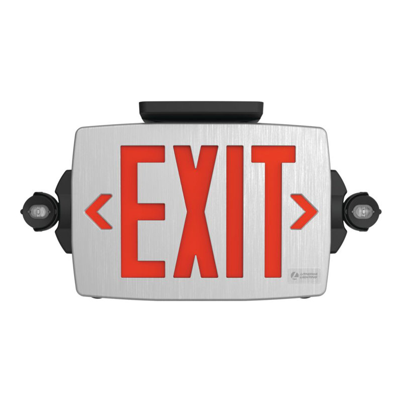 LHQM Exit Combo avec coloris rouge et vert EXIT, finition argent brossé